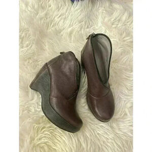 Women's Jambu Indigo Sport Wedge Ankle Boot Bootie Burgundy Brown Sz 6 Zipper